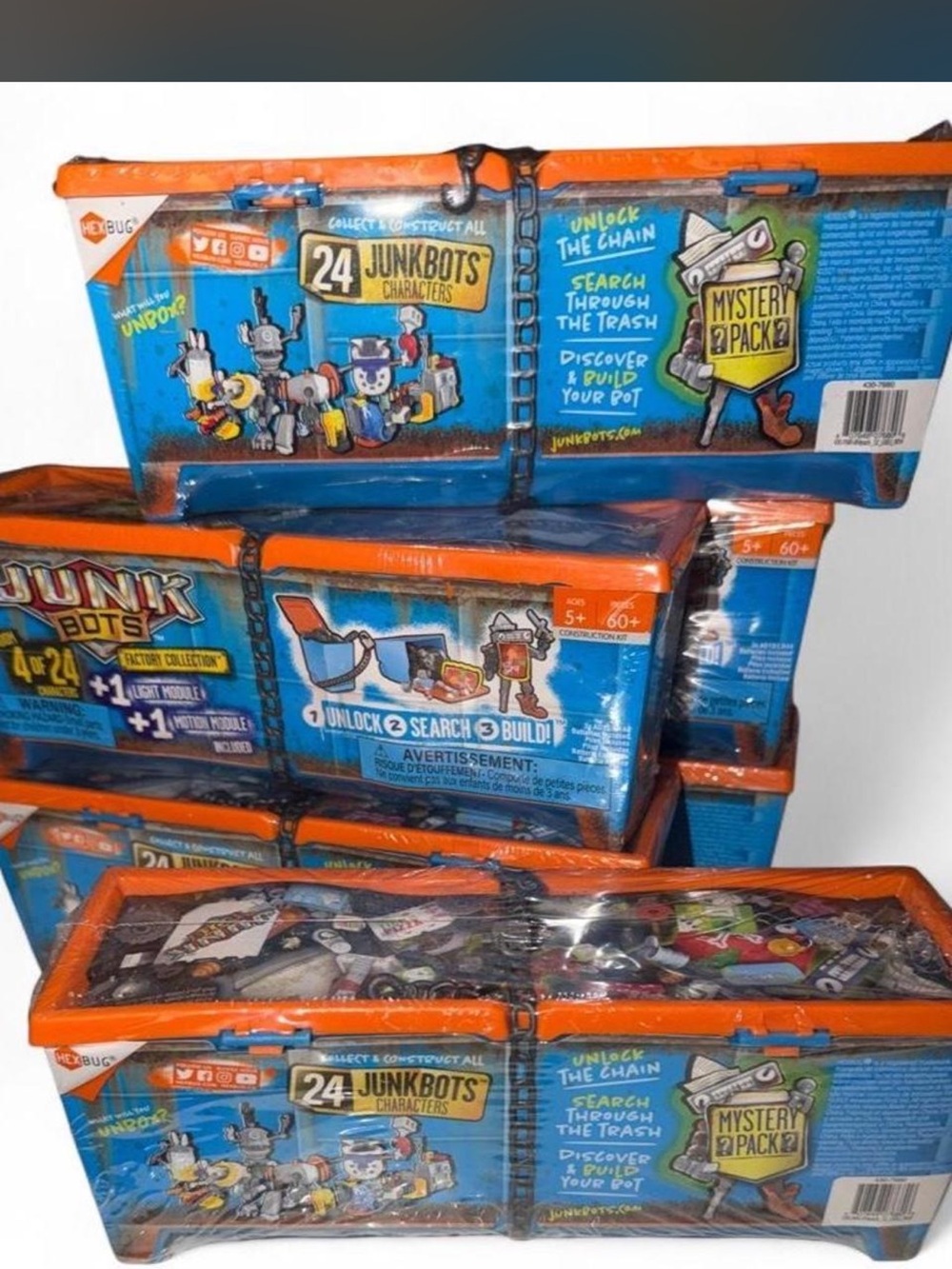 Junkbots Mystery Pack Kids Toy - Blue and Orange Collector Case